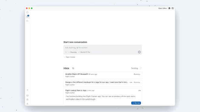 Google Antigravity 메인 화면