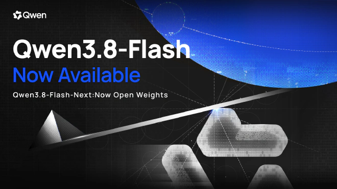 Qwen3.8-Flash와 Qwen3.8-Flash-Next 오픈 웨이트 공개를 알리는 Qwen 공식 발표 이미지